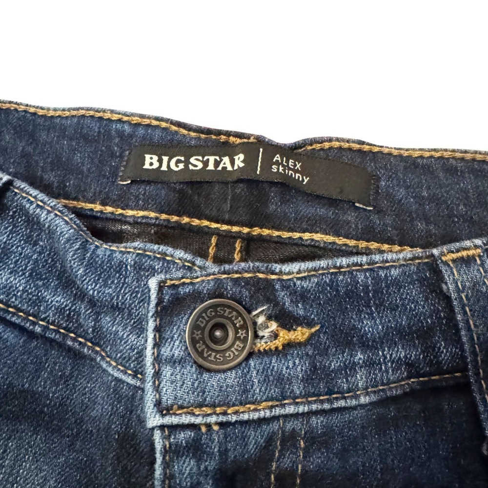BIG STAR ALEX SKINNY Jeans Women's Sz 31 dark wash bodycon preppy ankle - Picture 4 of 10